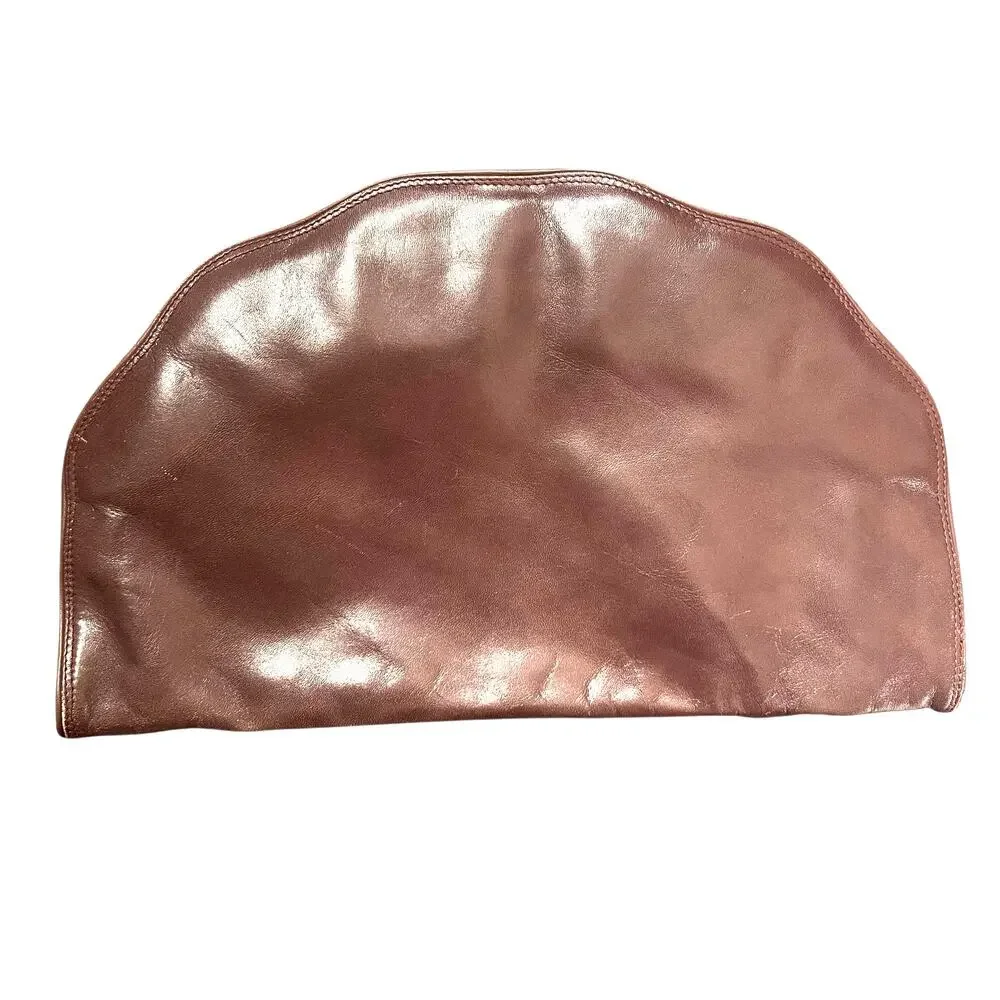 Vintage Italian Leather Shell Clutch Made in Italy for Carson Pirie Scott & Co.